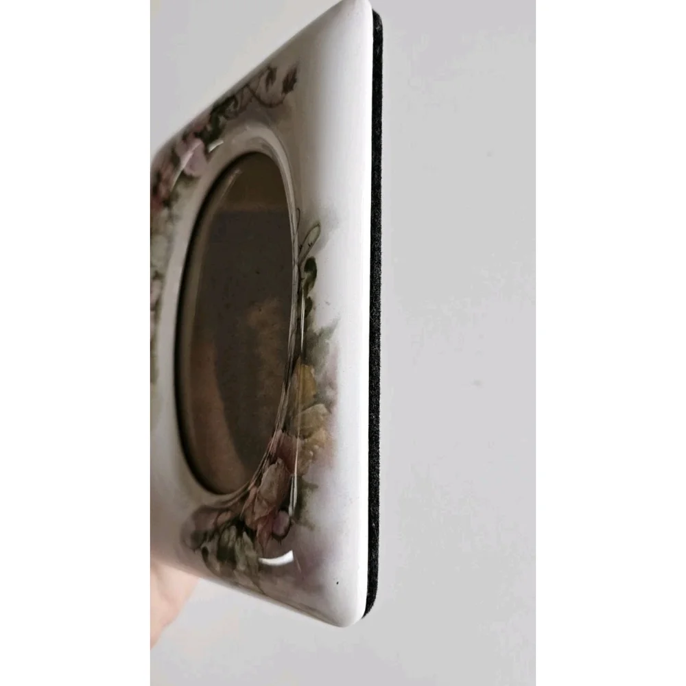 Vintage Terragrafics Ceramic Floral Picture Frame 5x7 Hand Painted Flower Design